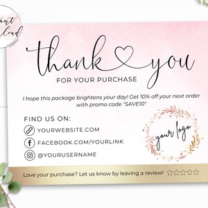 Thank You Cards Business Gold & Pink for Etsy Poshmark - Etsy