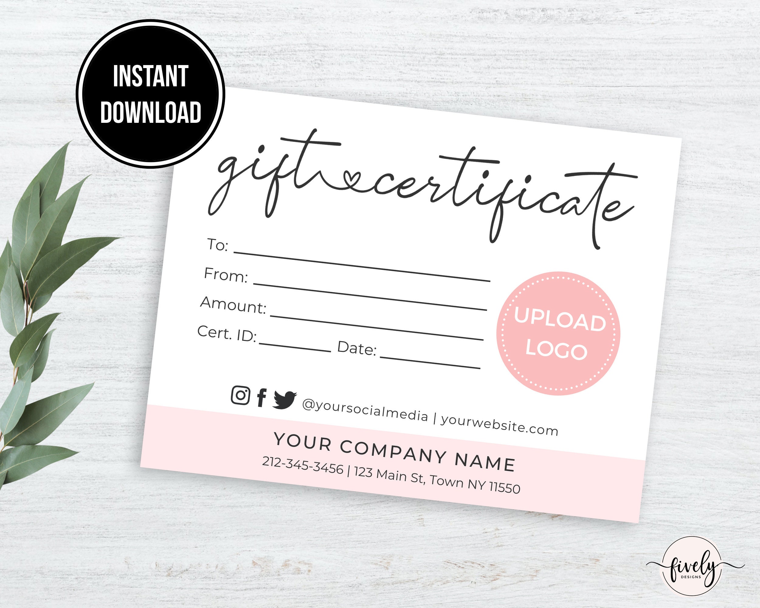 Business Gift Certificate Template Printable Gift  Etsy Intended For Company Gift Certificate Template