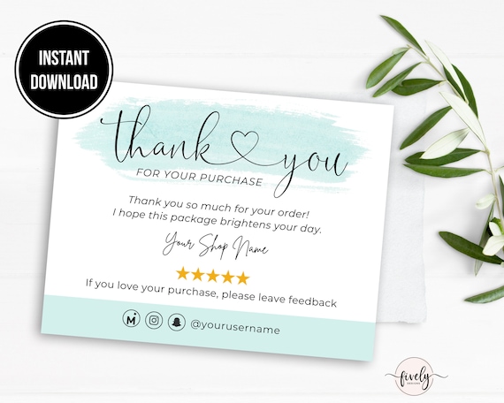 Printable Mercari Thank You Note Template Mercari Thank