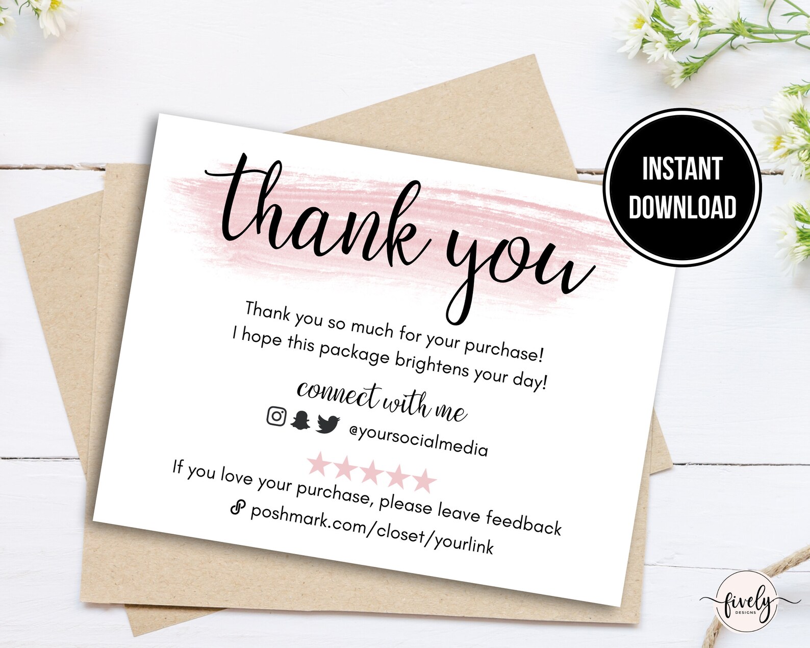 Poshmark Thank You Note Template Poshmark Thank You Note | Etsy