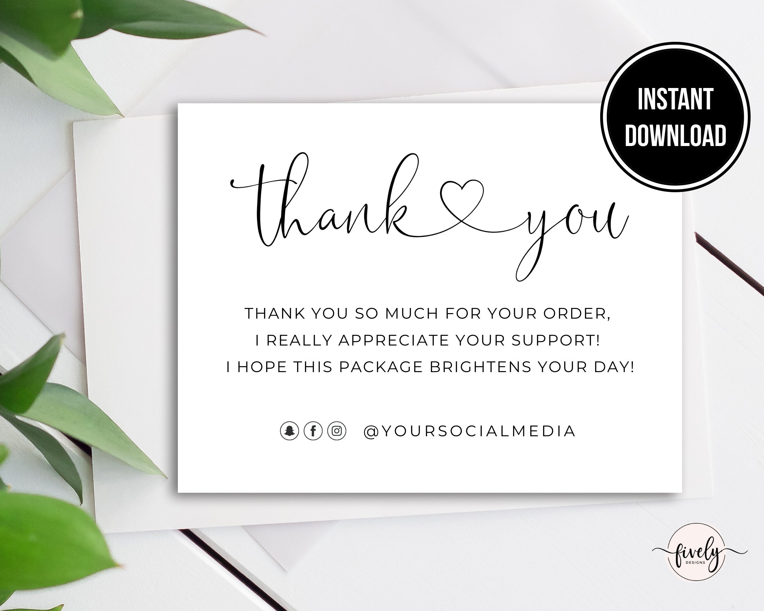 Greeting Cards Thank You Cards Etsy insert note Customer Packaging Card ...