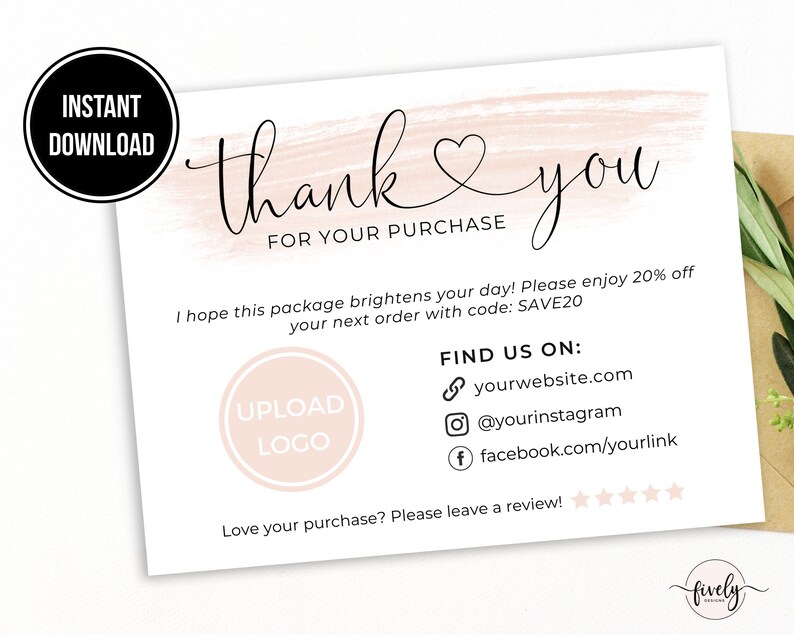 Business Thank You Note Template Poshmark Thank You Etsy India
