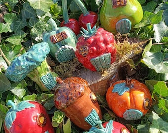 Maisonnettes fruits et légumes en céramique fait main