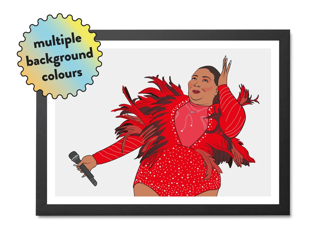 Lizzo Inspired Poster Cartoon Drawing Portrait Recycled Paper Music ...
