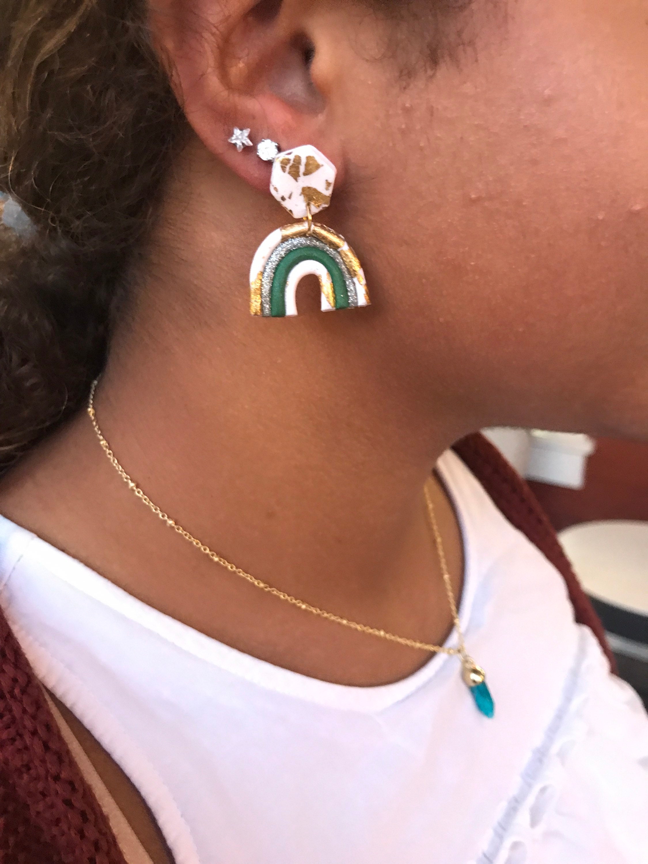 Rainbow earrings / rainbow polymer clay earrings / back to Etsy