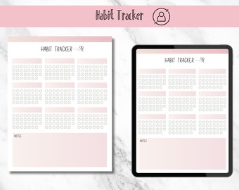 Afdrukbare roze gewoonte met tracker: minimalistisch, herbruikbaar (pdf-download)