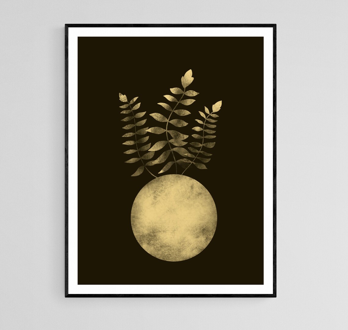 Moon leaf Wall art prints Room decor Digital download Etsy
