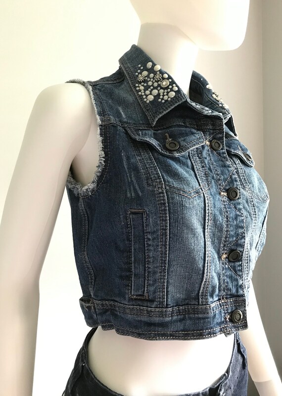 Vintage Cropped Denim vest