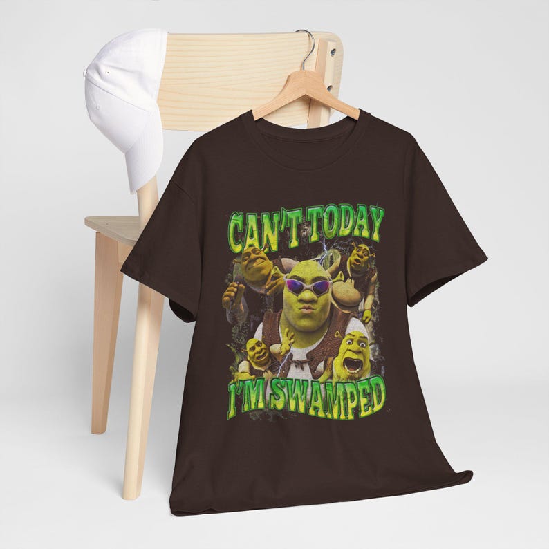 Funny Shrek Meme Shirt: Can't Today I'm Swamped image 2