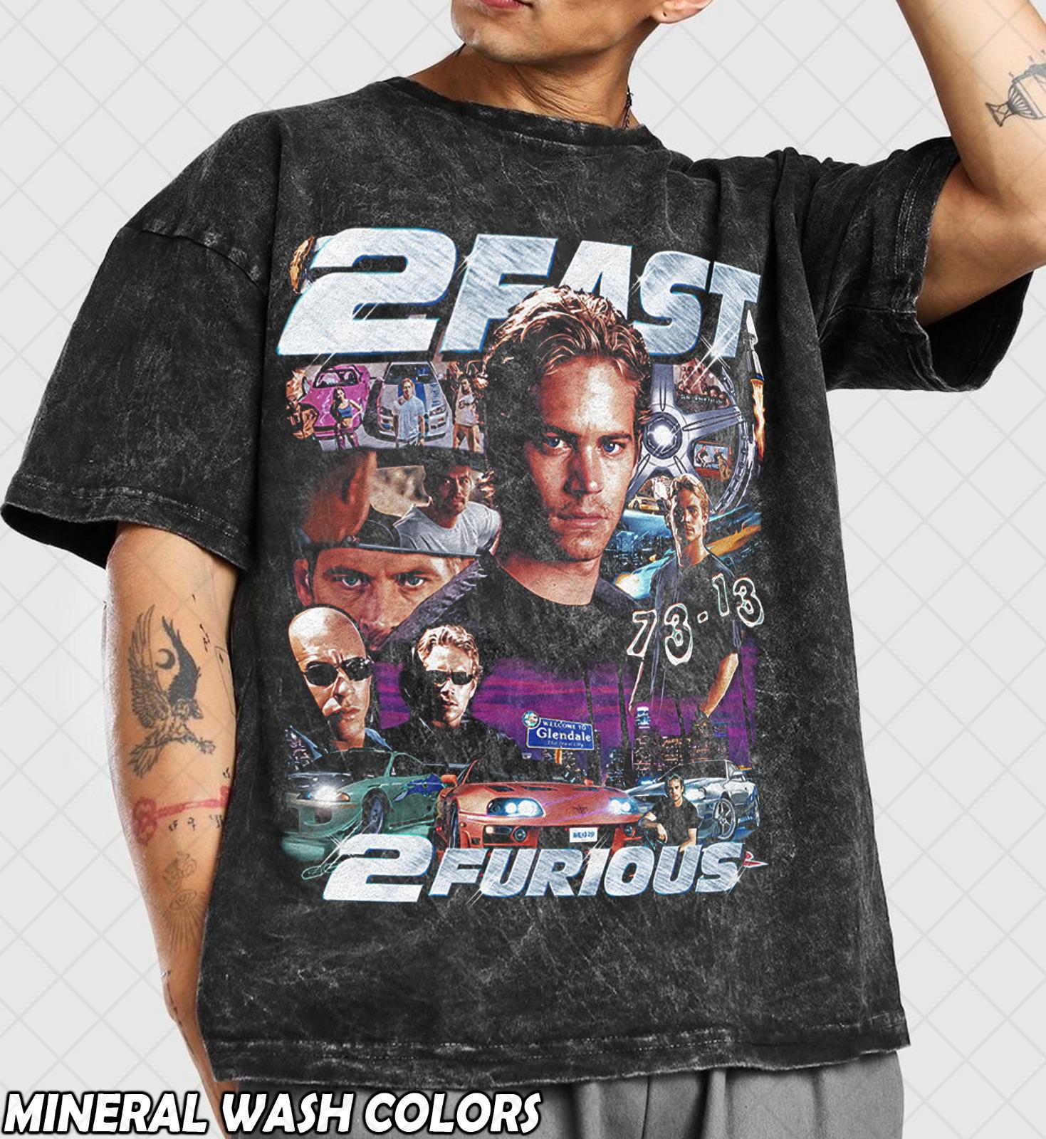 Vintage Style 2 Fast 2 Furious Washed T-shirt: Paul Walker Movie 