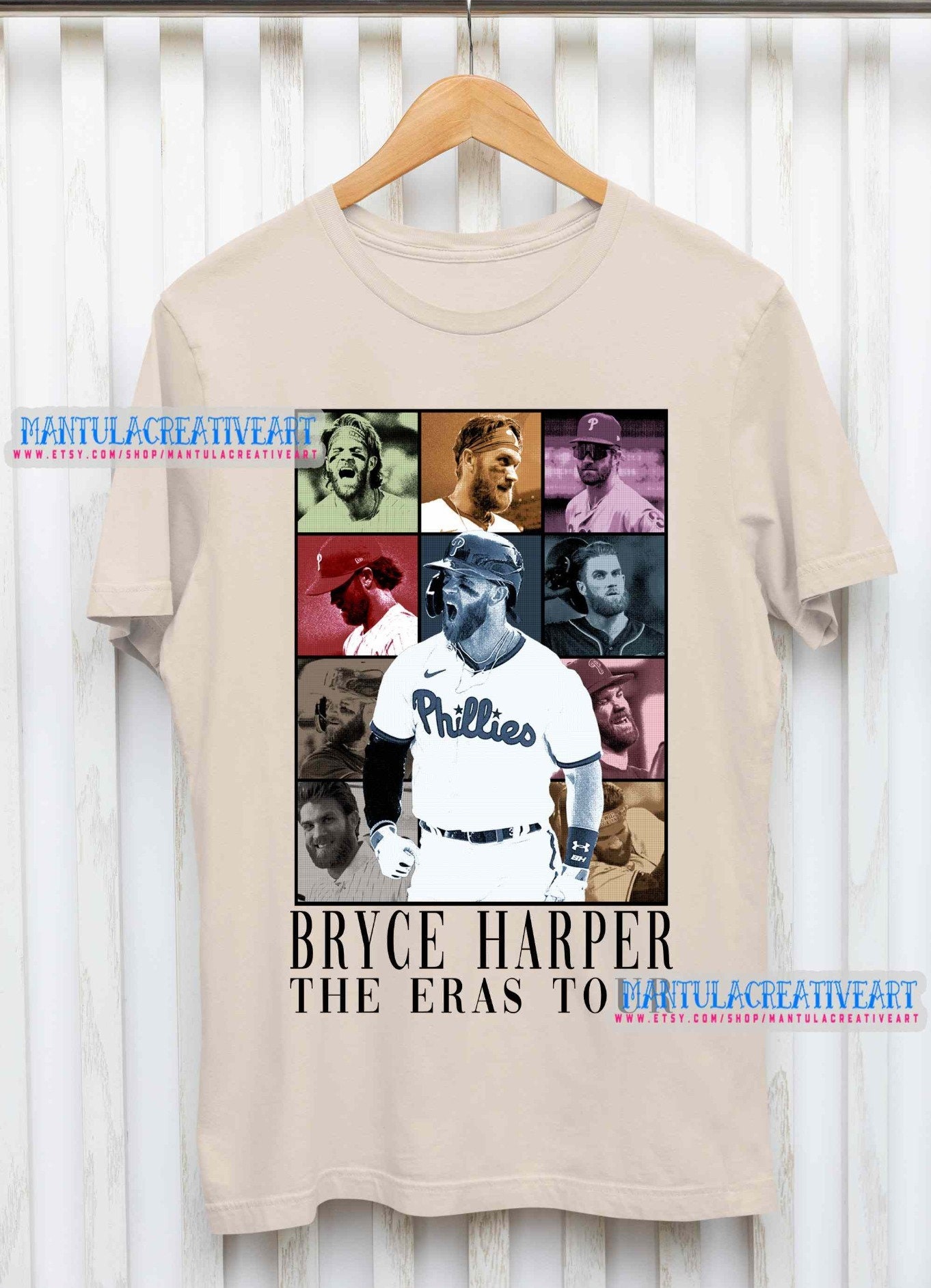 Men's Majestic Bryce Harper Red Philadelphia Phillies Name & Number T-Shirt  