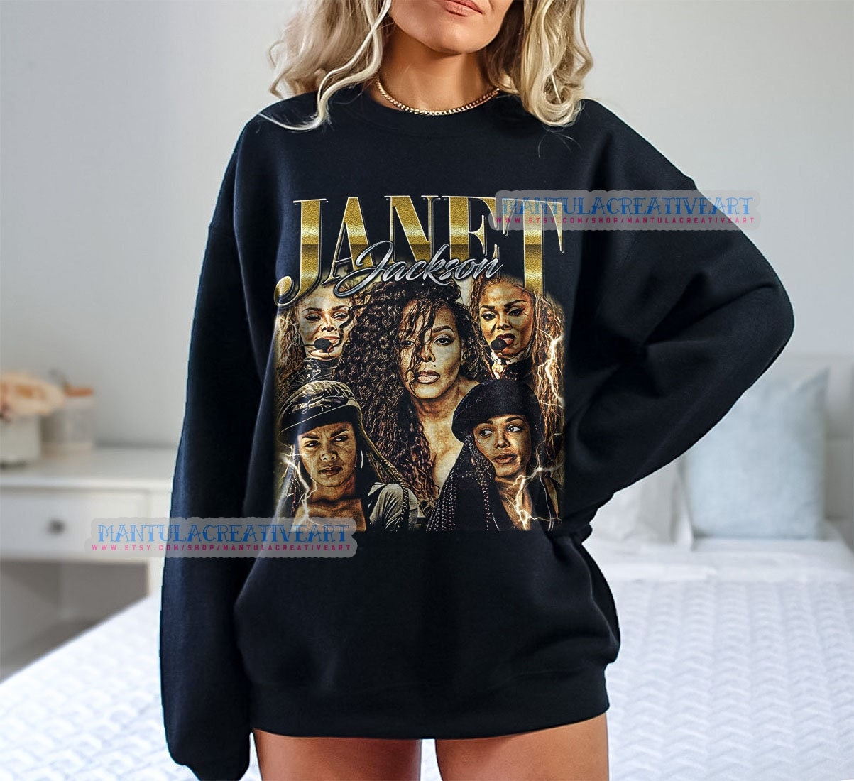 ジャネット・ジャクソン ヴィンテージスタイル スウェットシャツ、T 