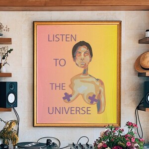 Aura Poster, Retro Gradient Poster, Listen to the Universe, Aesthetic Room Decor, Grainy Gradient, Retro Poster, Psychedelic Home Decor