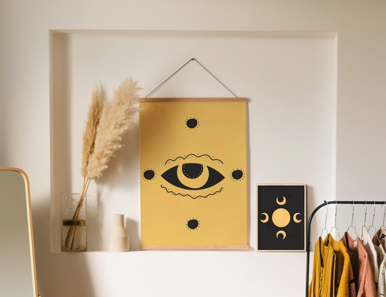 Gallery Wall Set Of 5 Boho Room Decor Boho Bedroom Decor Witchy set Gallery Wall Set Boho Sun Print Moon print Gallery Wall Bundle