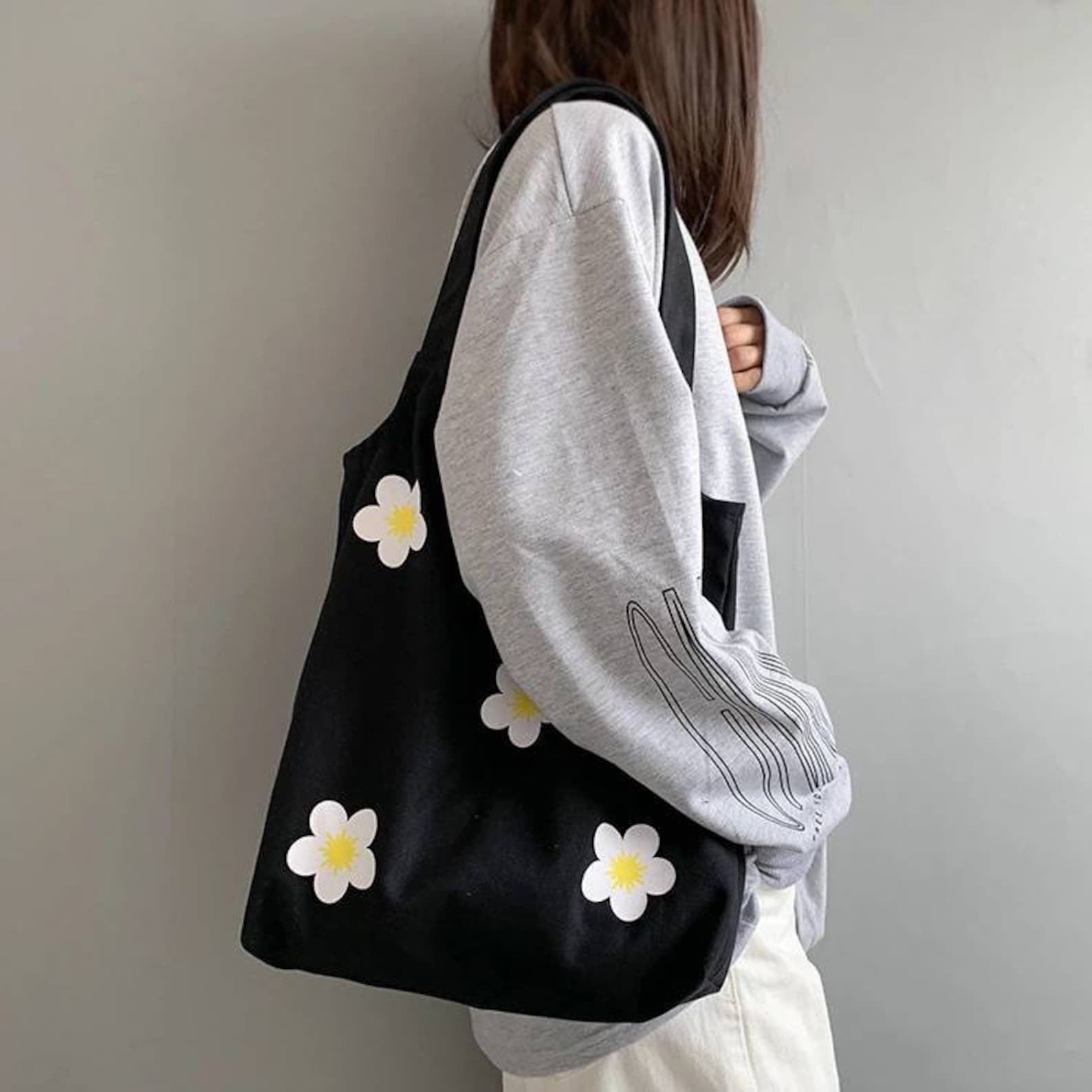 Aesthetic Minimalistic Canvas Shoulder Bag Cute Colorful Etsy