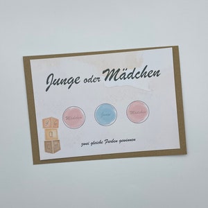 Rubbelkarte baby Junge oder Mädchen? Baby geschlecht verkünden / Rubbellose Baby Überraschung