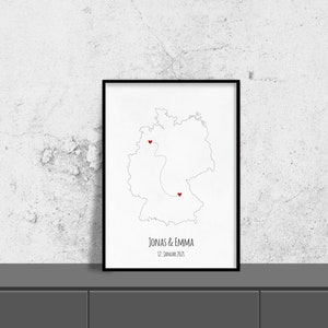 Long Distance Relationship, Custom Germany Map, Relationship Gift for Boyfriend/Girlfriend, Personalized