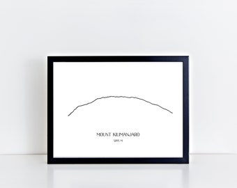 Mount Kilimanjaro, Mountain Line Drawing, Mountains Print, Fathers Day Gift, Birthday Gift, Mountain Climbing Print, Wall Art