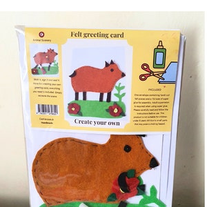 Kit de cartões comemorativos de feltro, cenário de animais na Camieroseuk, cartões feitos à mão para qualquer ocasião.
