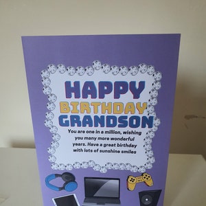 Cartão de aniversário de controle de jogo do neto, cartões feitos à mão