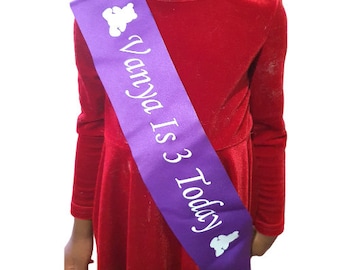 Customized Purple Satin Party Sash, Birthday, Graduation