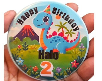 Dino Birthday Badge – Personalized Jurassic Party Favor