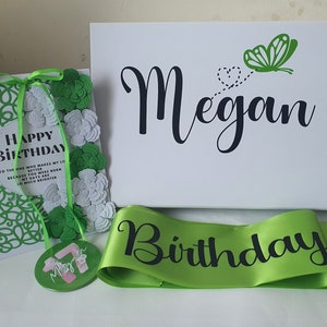 Birthday boxes at Camieroseuk, Gifts for her,  Lime Green And White box.