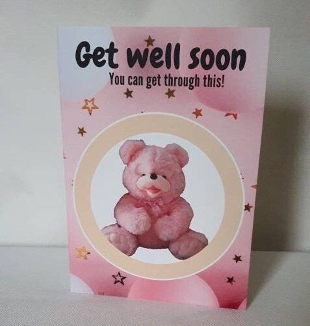 get well soon teddy bear card