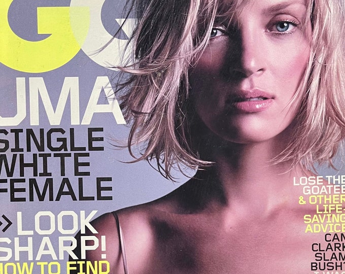 vintage rare GQ magazine 2003 cover Uma Thurman-Vintage Men's Fashion & Lifestyle - Iconic Covers - Interviews - Collectible back Issue