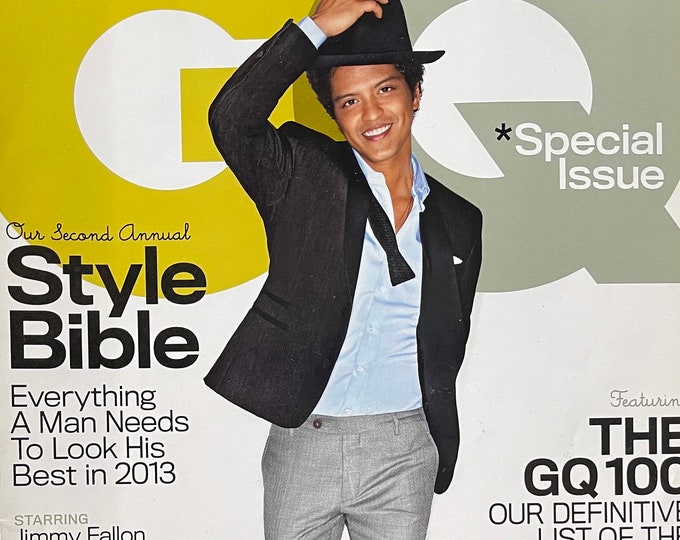 Pre-Owned Magazine GQ cover Bruno Mars!-Vintage Men's Fashion & Lifestyle - Iconic Covers - Interviews - Collectible back Issue