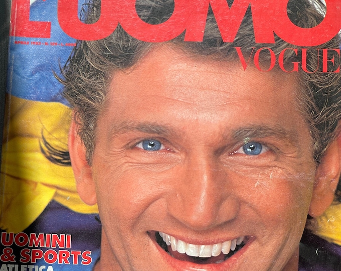 For men who read fashion - Vintage rare fashion magazine VOGUE L’UOMO April 1983 cover Joe Theisman