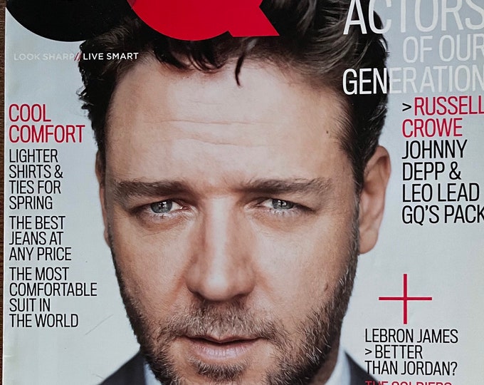 Pre-Owned Magazine GQ cover Russel Crowe-Vintage Men's Fashion & Lifestyle - Iconic Covers - Interviews - Collectible back Issue