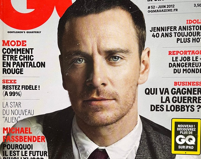 GQ magazine French edition cover Michael Fassbinder-Vintage Men's Fashion & Lifestyle - Iconic Covers - Interviews - Collectible back Issue