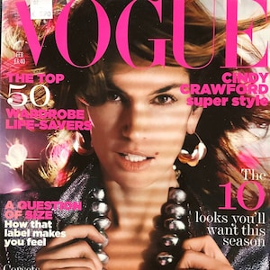 Sea dueño de un pedazo de la historia de Vogue - Revista Vogue Portada Británica Cindy Crawford - Estilo Icónico Portadas de Moda Fotografía Modelos y Editoriales