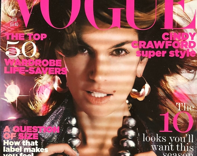 Own a piece of Vogue history -Magazine Vogue British cover Cindy Crawford-Iconic Style Fashion Covers Photography Models & Editorials
