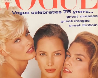 Vogue British magazine June 1991 - 75 years anniversary edition - Christy - Linda - Cindy