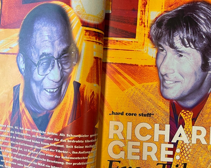 Unique rare Vintage magazine MAX 1995 Richard Cere: Free Tibet!-Vintage Print -Iconic stories, Phorhography Collectible Retro issue