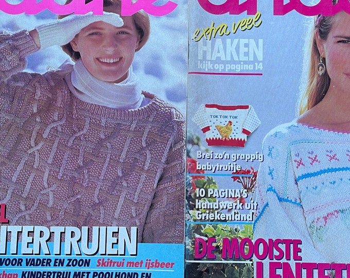 For Women who read fashion -Vintage rare fashion 2x Dutch magazines Ariadne 1988 handwerk patronen