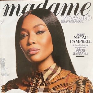 For Women who read fashion -Vintage rare fashion magazine Madame Figaro cover Naomi Campbell