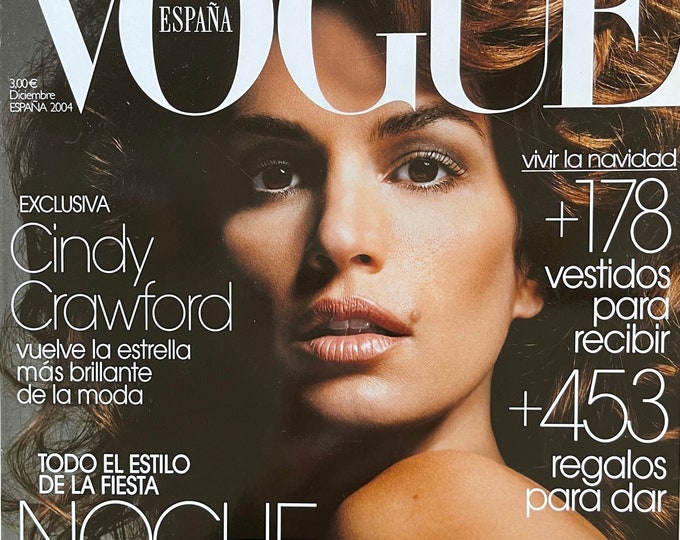 Vintage rare Fashion Magazine Vogue Spain 2004 cover Cindy Crawford-Iconic fashion Style & Photography Fashion Models - Editorials