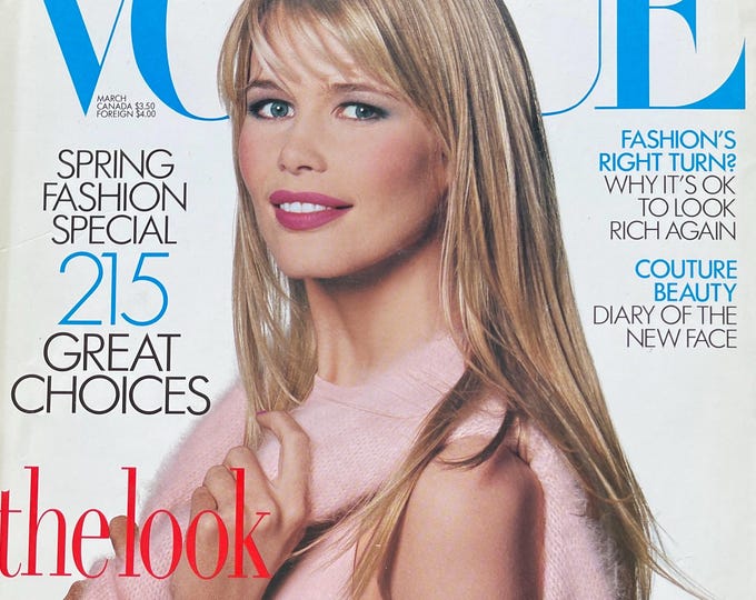 Vogue magazine US March 1995 cover Claudia Schiffer-Iconic Style Fashion Covers Photography Models & Editorials