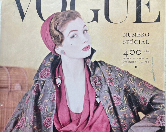 Vogue Paris April 1954, Classic Haute Couture, Vintage advertising-Iconic style & Cover Photography Fashion Models Collectible Issue!