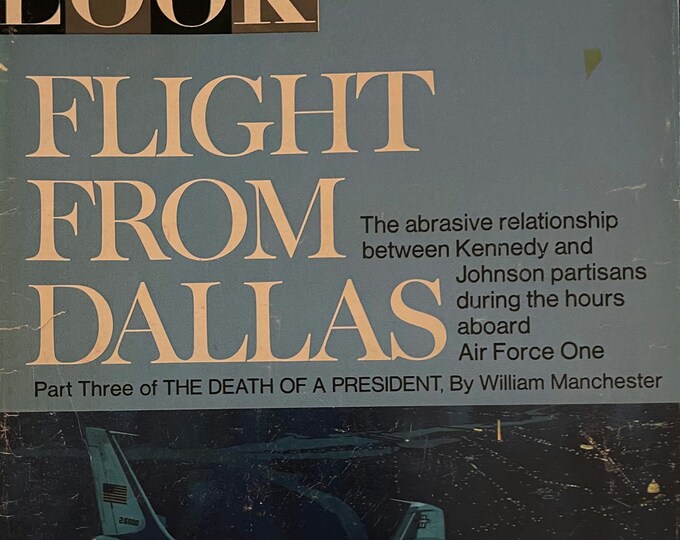 Pre-Owned Vintage rare Magazine LOOK 60S 1967 cover Flight from Dallas-Vintage Print -Iconic stories, Phorhography Collectible Retro issue