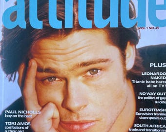 For men who read fashion - Vintage rare fashion magazine 1997 ATTITUDE vol 1 No.49 Bratt Pitt special!