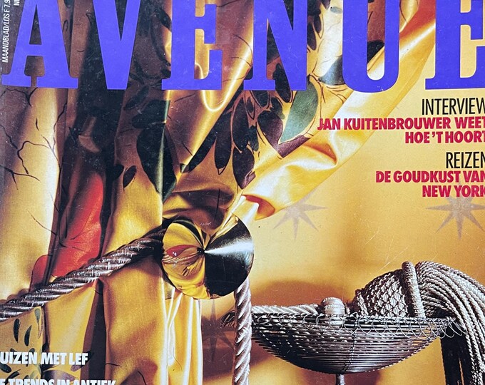 Vintage Dutch fashion glossy magazine AVENUE 1990-Collectible Print Issue Fashion & Lifestyle-Phothograpy Culture