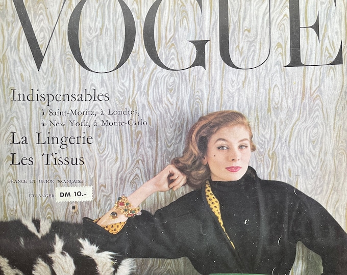 Vogue Paris February 1954, Classic Haute couture, Vintage advertising-Iconic style & Cover Photography Fashion Models Collectible Issue!