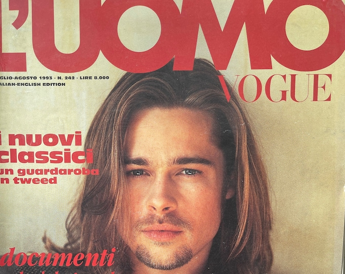 Vintage rare Fashion magazine L'UOMO VOGUE 1993 Brad Pitt-Iconic Men's Fashion & Style -Collectible Magazine issue