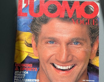 couverture du magazine vintage VOGUE L'UOMO avril 1983 Joe Theisman