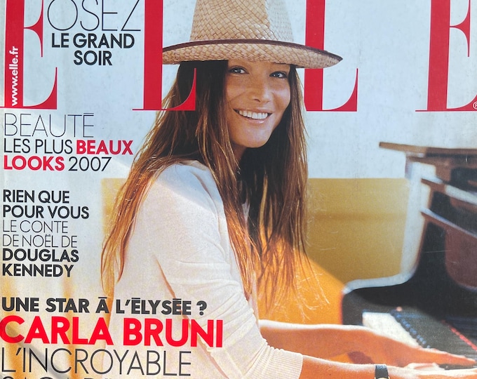 For Women who read fashion -Vintage fashion ELLE magazine 2000 French edition cover Carla Bruni