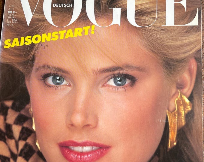 Vintage rare fashion Magazine VOGUE Deutsch July 1981-Iconic Style Fashion Covers Photography Models & Editorials